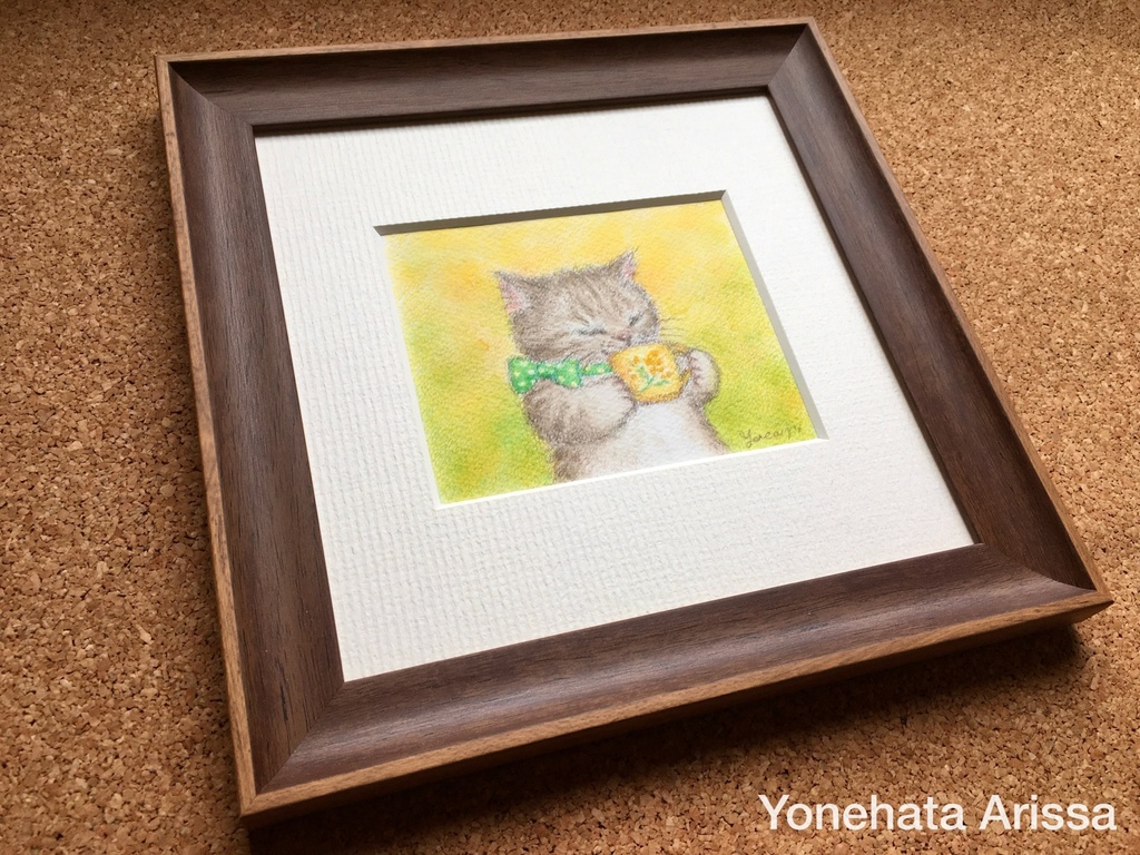 原画作品「キジトラ猫のカフェタイム」
