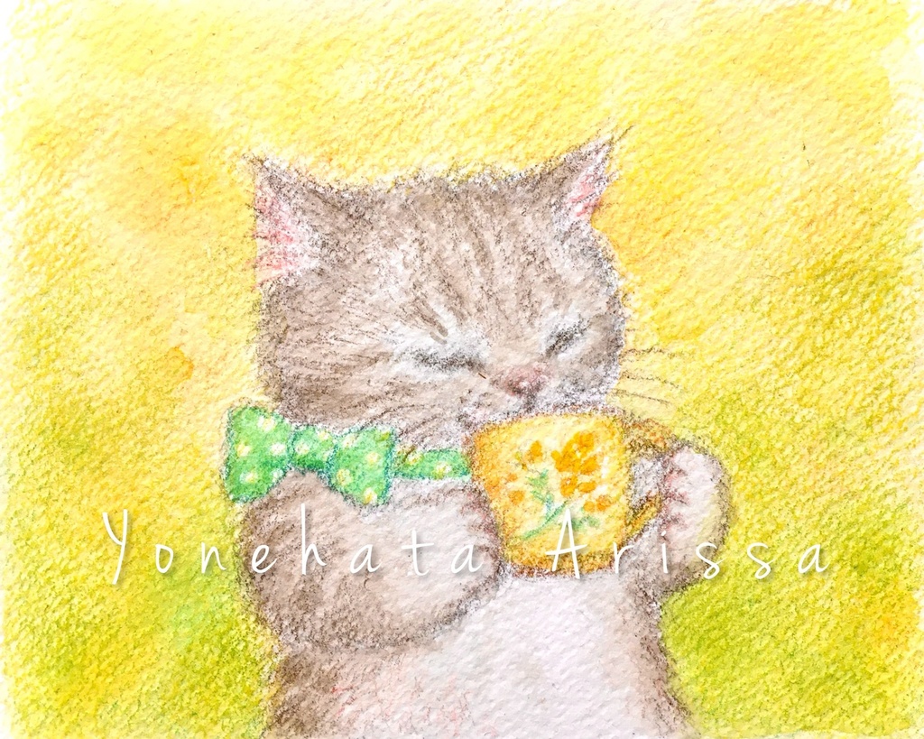 原画作品「キジトラ猫のカフェタイム」