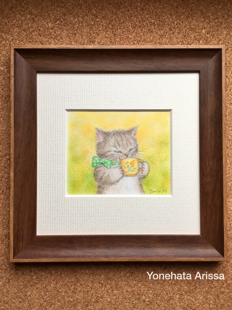 原画作品「キジトラ猫のカフェタイム」