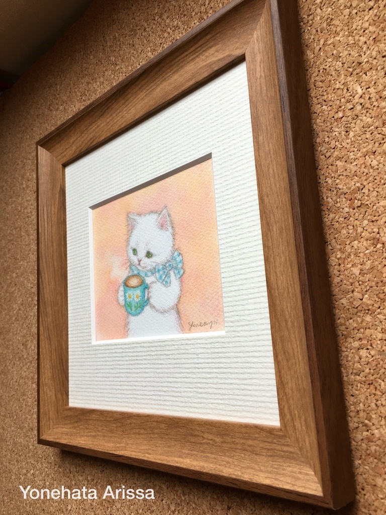 原画作品「白猫のカフェタイム」
