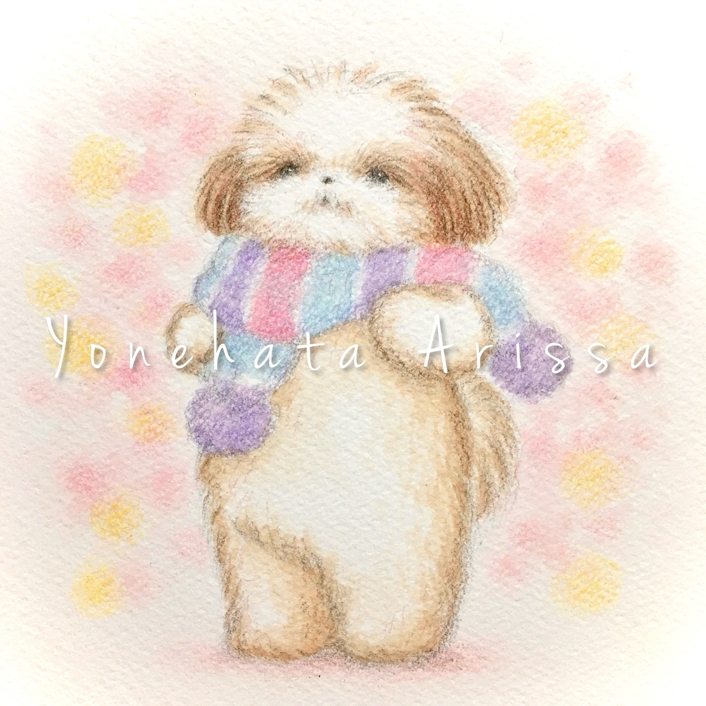 原画作品「マフラーを巻いたシーズー／ピンク」