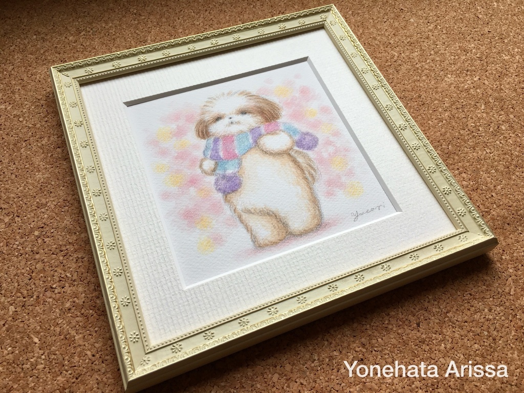 原画作品「マフラーを巻いたシーズー/ピンク」