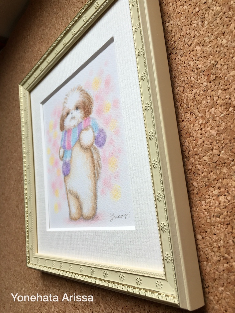 原画作品「マフラーを巻いたシーズー/ピンク」