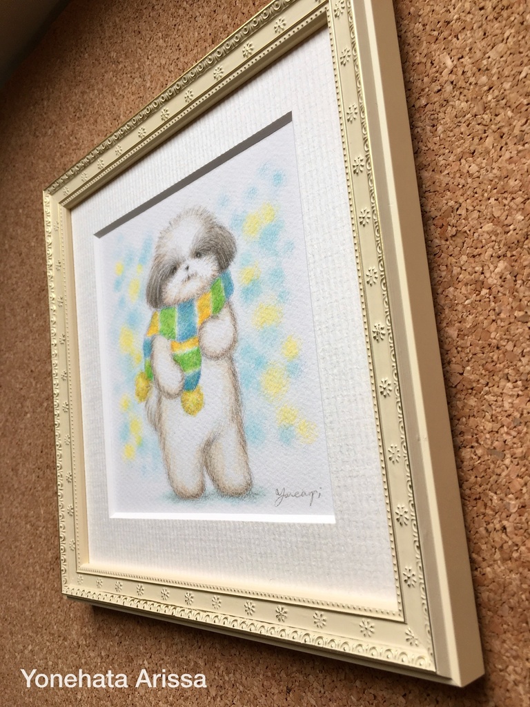 原画作品「マフラーを巻いたシーズー/ブルー」