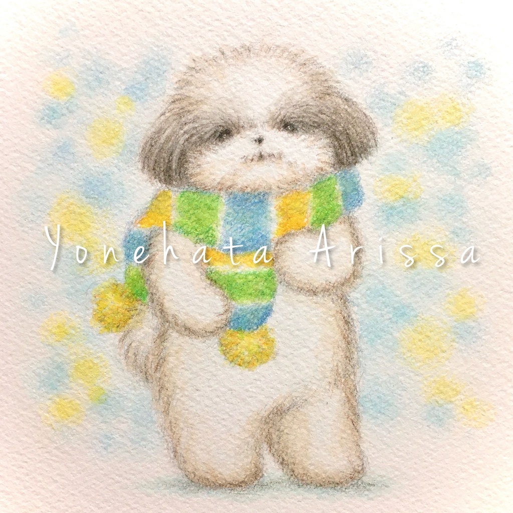 原画作品「マフラーを巻いたシーズー／ブルー」