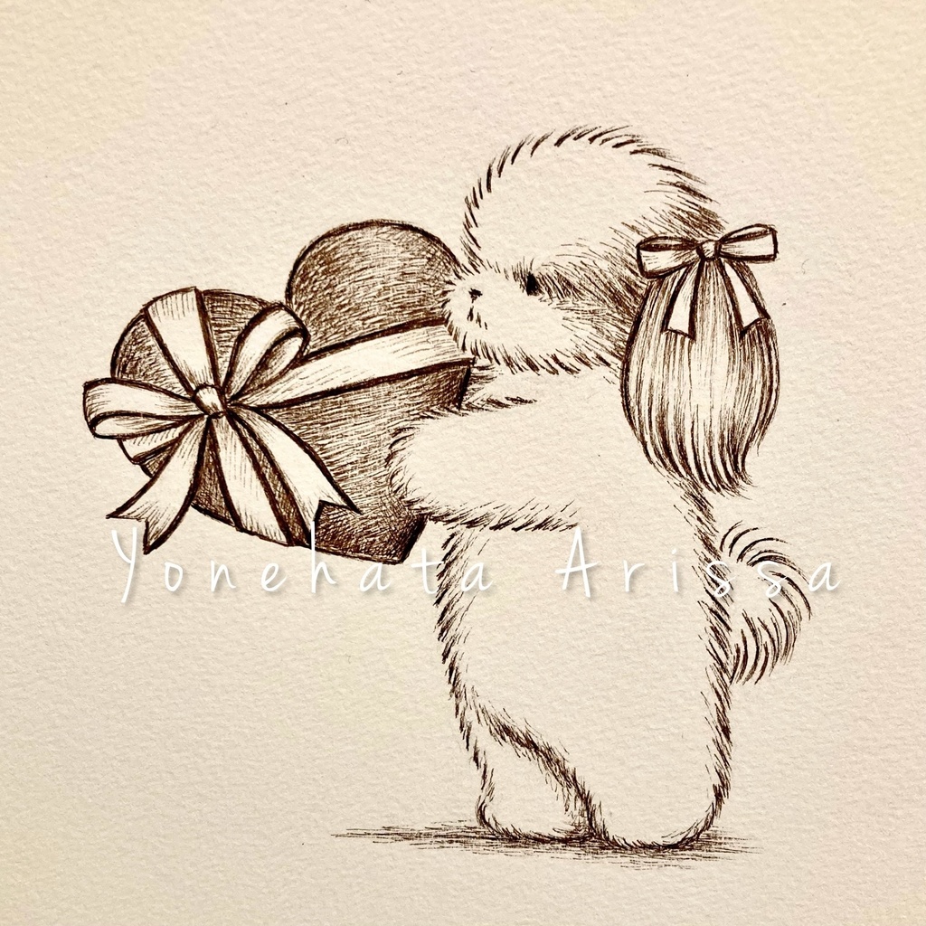 原画作品「ハートとロングヘアシーズー」