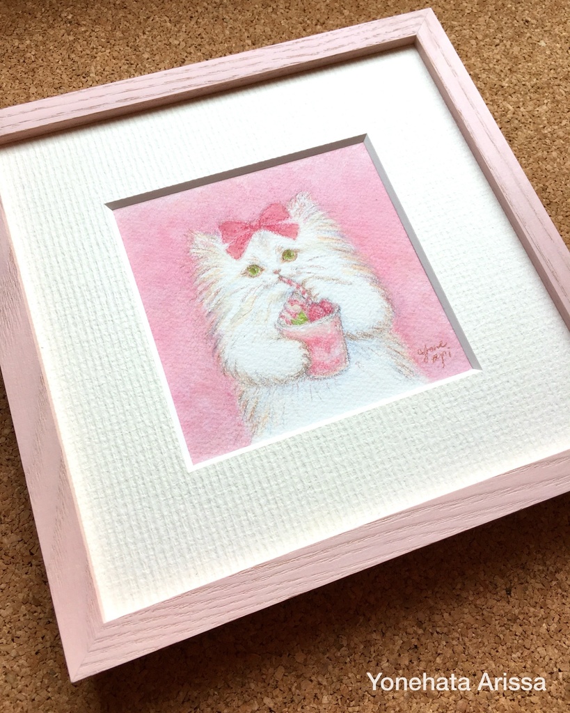 原画作品「猫とストロベリージュース」