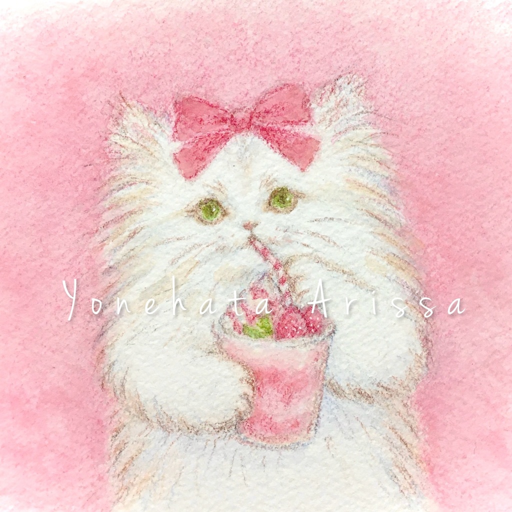 原画作品「猫とストロベリージュース」