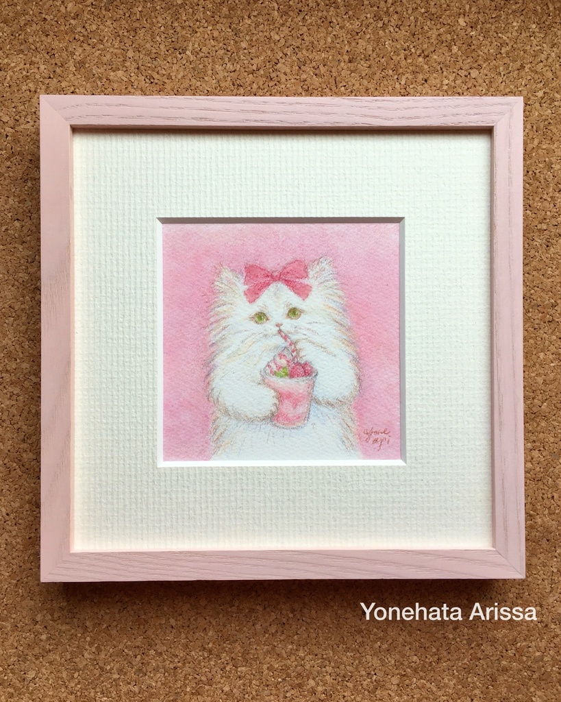 原画作品「猫とストロベリージュース」