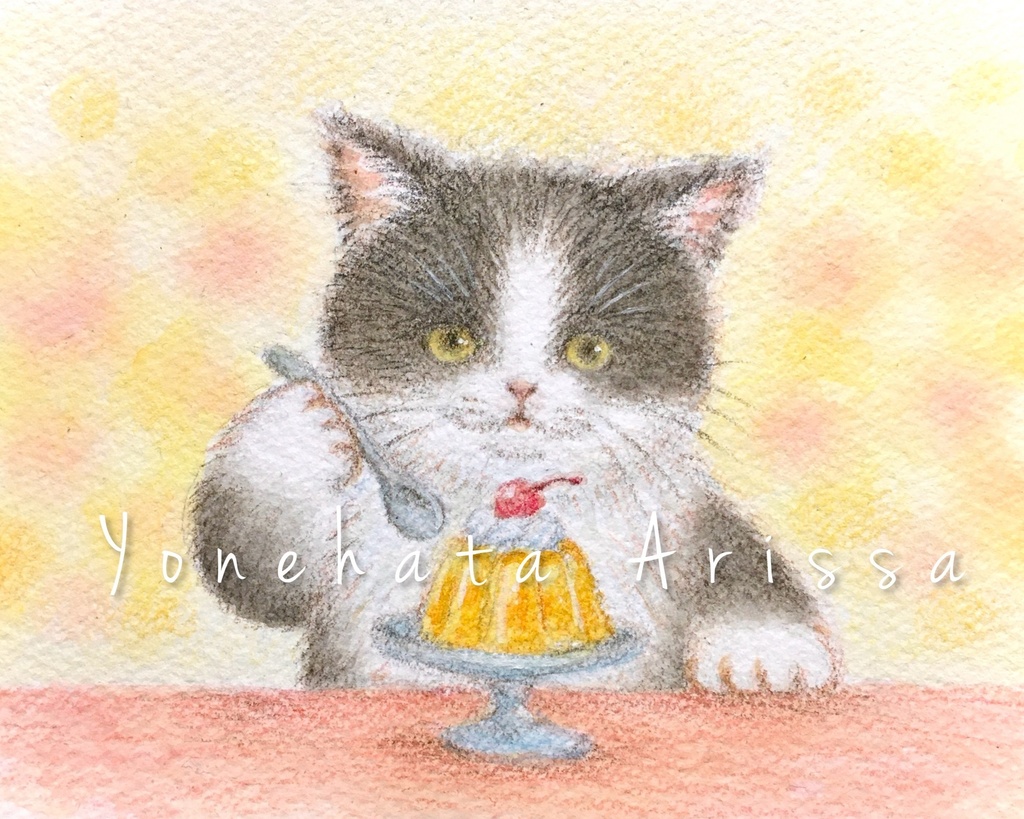 原画作品「はちわれ猫とゼリー」