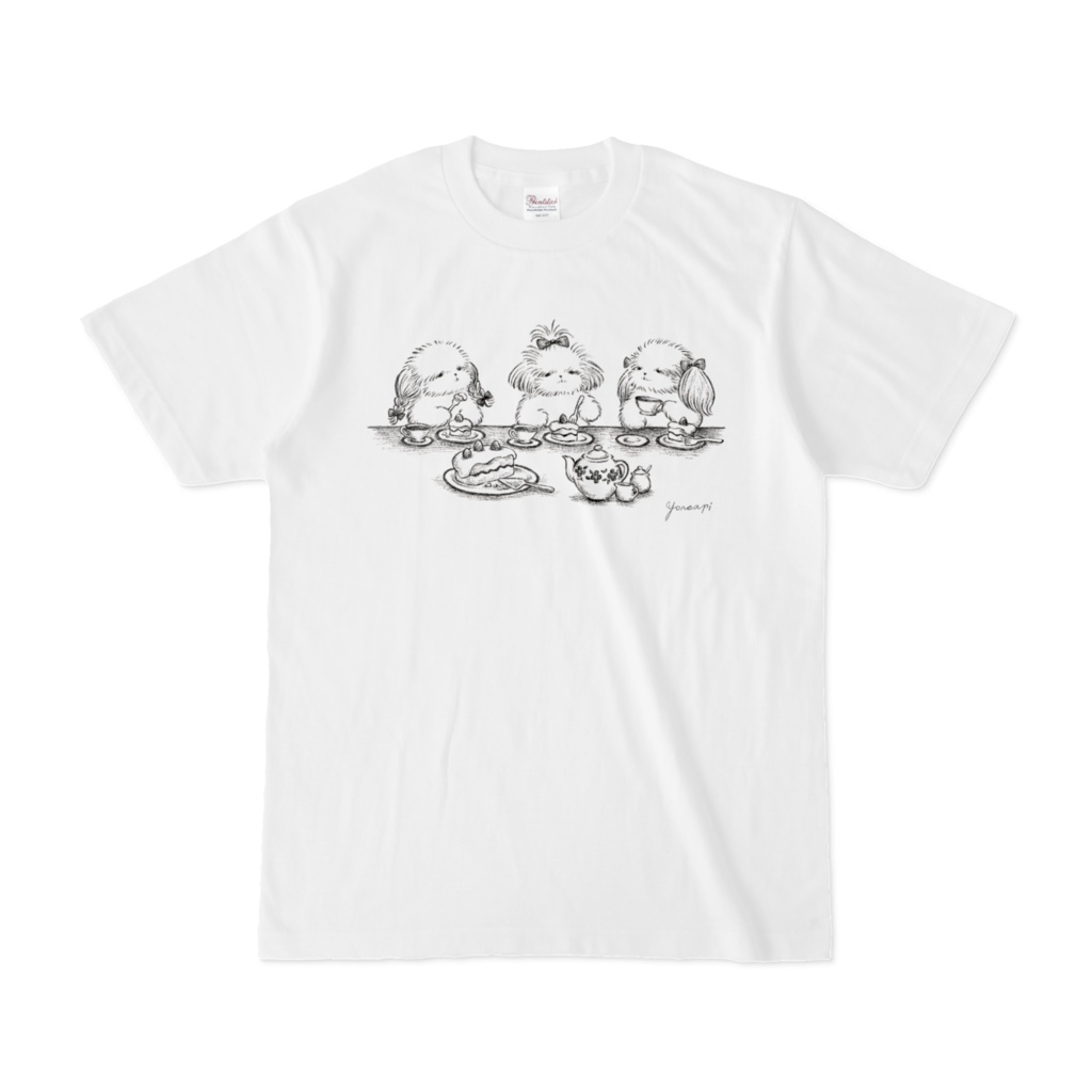 Tシャツ「シーズーたちのお茶会」ホワイト