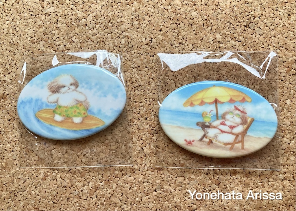 楕円型缶バッジ「海のシーズー」シリーズ