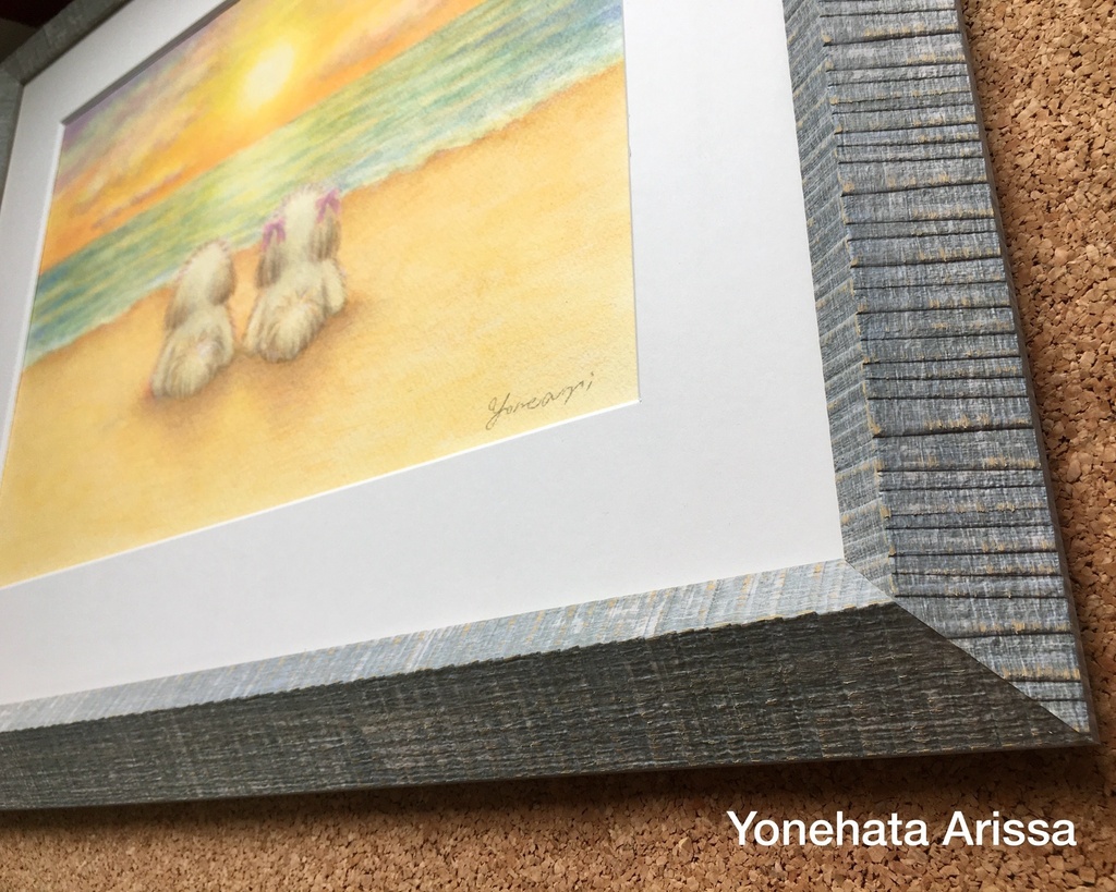 原画作品「夕陽に染まりゆく海」