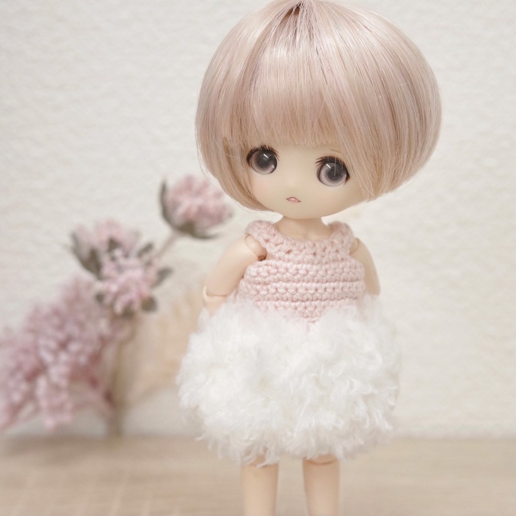 オビツ11フワフワワンピ&小花ストールセット