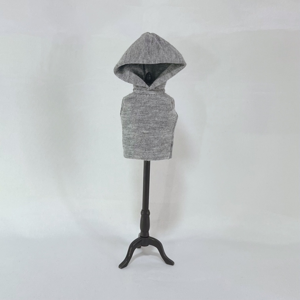 スタジャン+フード付きノースリーブ(グレー)