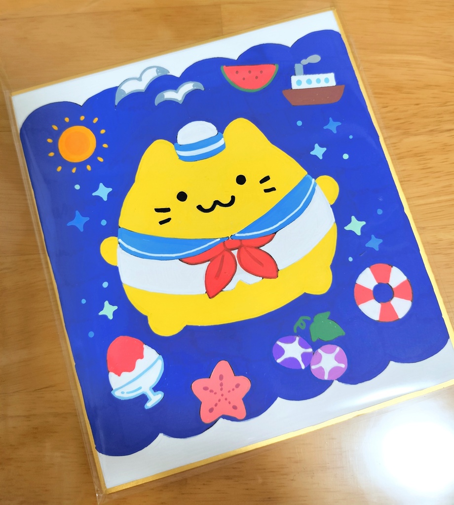 にゃんぷっぷーの色紙2 水兵さんスタイル
