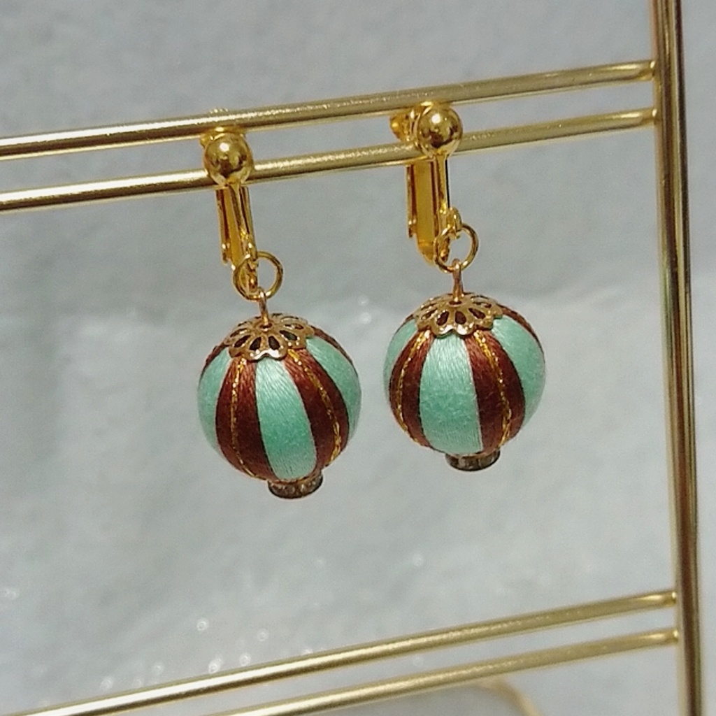 【オリジナル】巻玉ピアス/イヤリング チョコミント