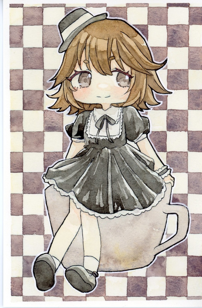 コーヒーちゃん・ぺろっ！ちゃん　はがきサイズ原画