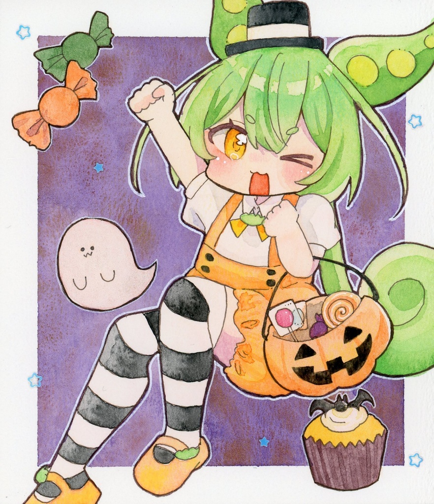 ハロウィンずんだもん　小色紙