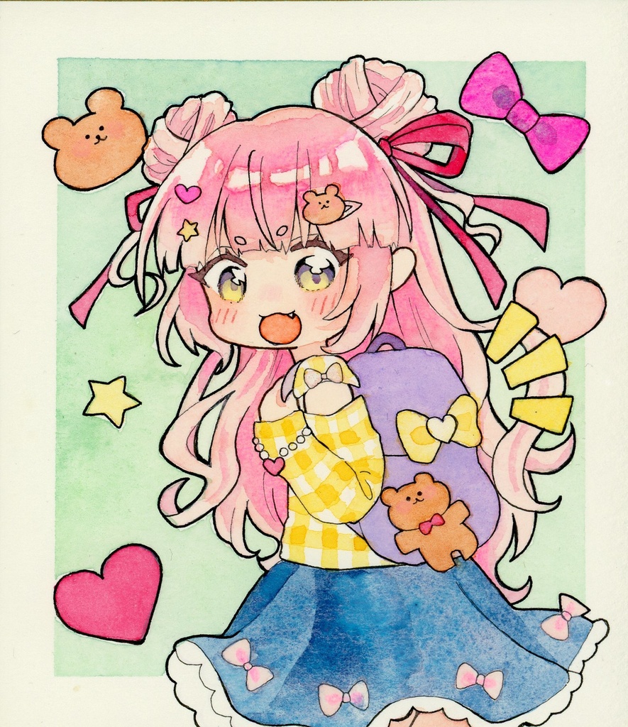 オリジナルキャラクター 小色紙原画