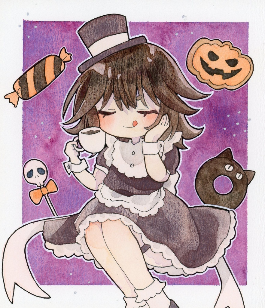 オリジナルキャラクター 小色紙原画