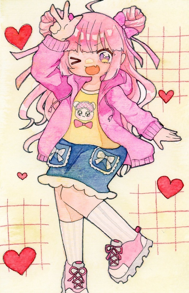 オリジナルキャラクター ポストカードサイズ原画