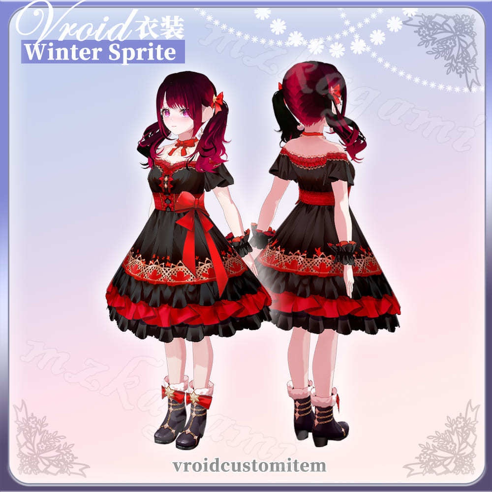【VRoid】冬の妖精 ワンピース / Winter Sprite / Christmas lolita dress (9 colors) (XWear付)
