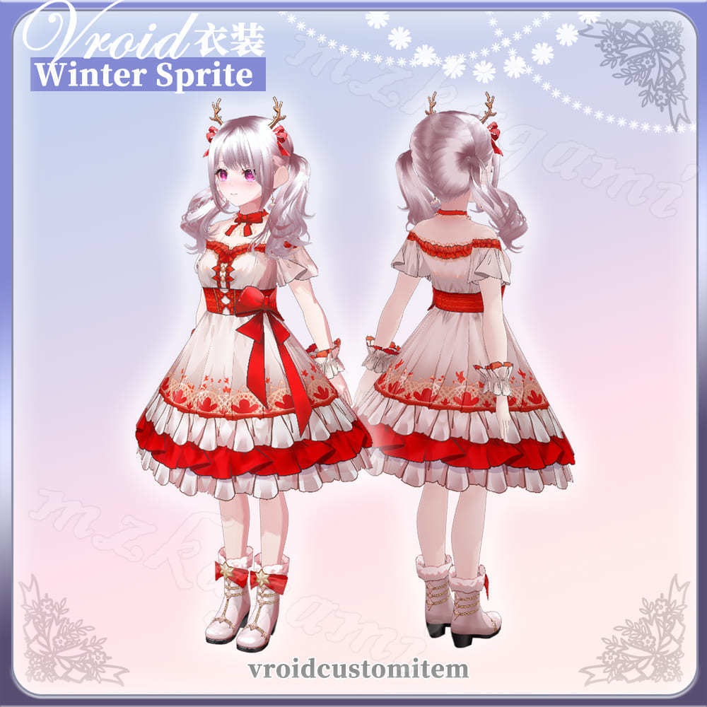 【VRoid】冬の妖精 ワンピース / Winter Sprite / Christmas lolita dress (9 colors) (XWear付)