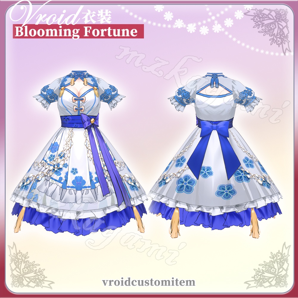 【VRoid】福華年々 / 中華風ロリータ / Chinese New Year Lolita Dress / Blooming Fortune (5 colors) (XWear付)