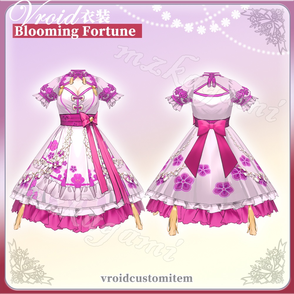 【VRoid】福華年々 / 中華風ロリータ / Chinese New Year Lolita Dress / Blooming Fortune (5 colors) (XWear付)