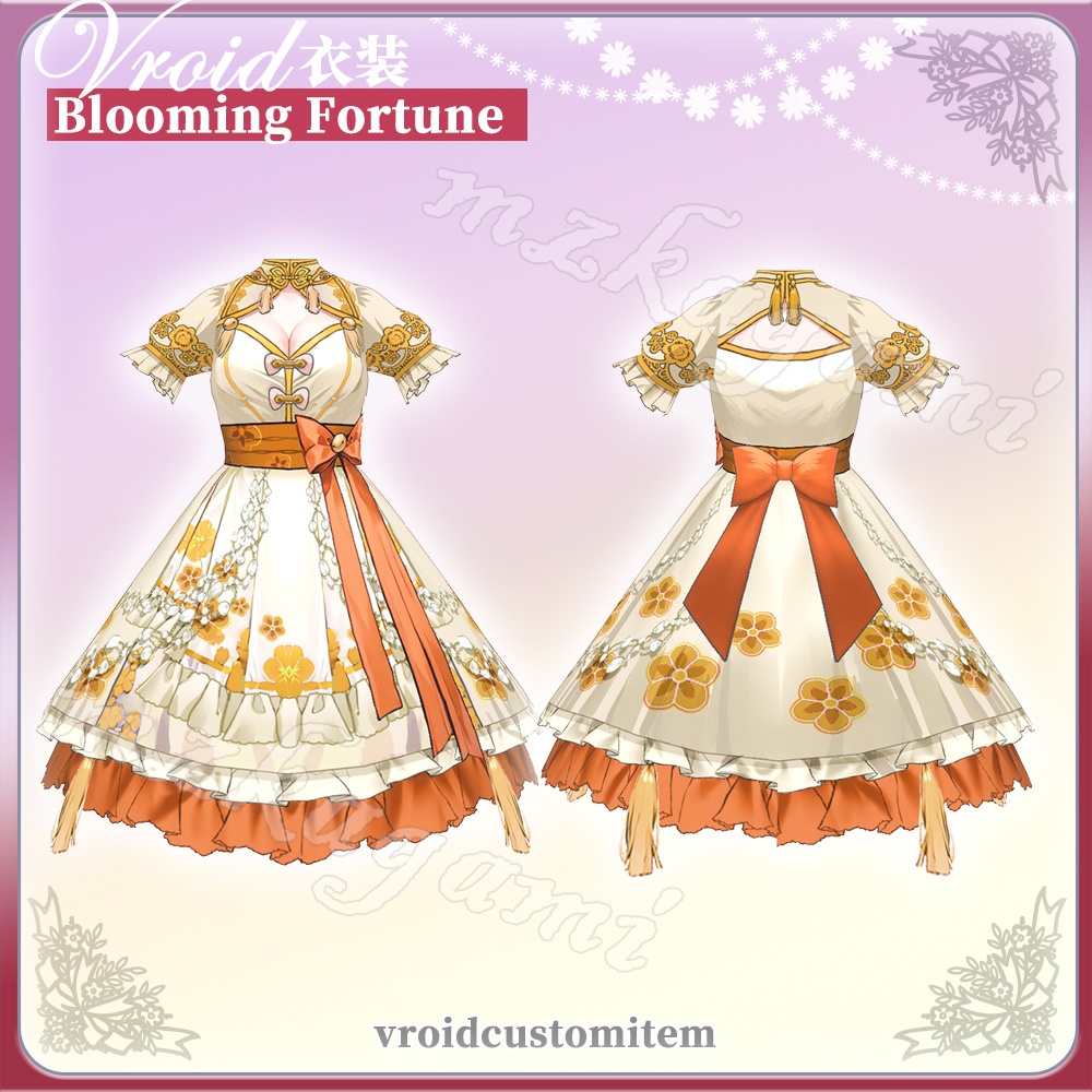 【VRoid】福華年々 / 中華風ロリータ / Chinese New Year Lolita Dress / Blooming Fortune (5 colors) (XWear付)