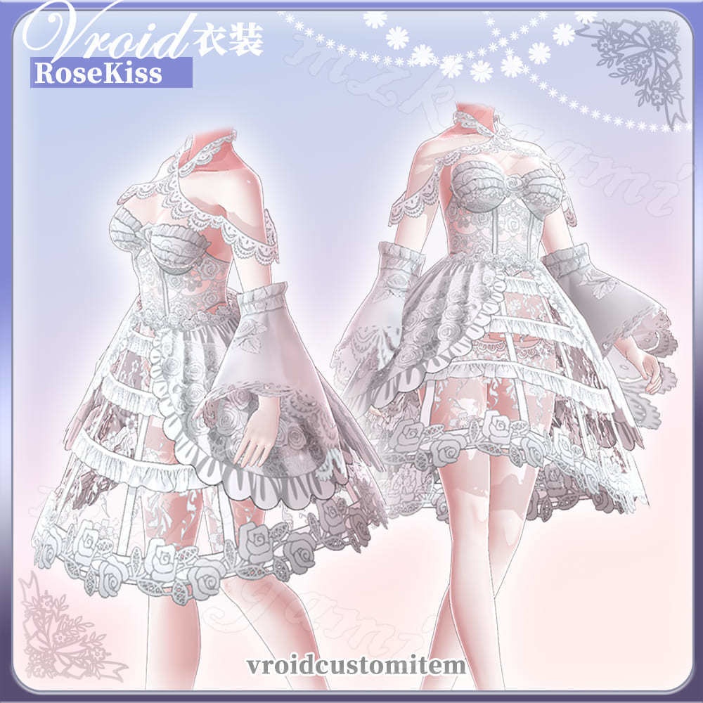 【VRoid】薔薇のくちづけ / Rose Kiss / Lolita Wedding Dress (2 colors)(XWear付)
