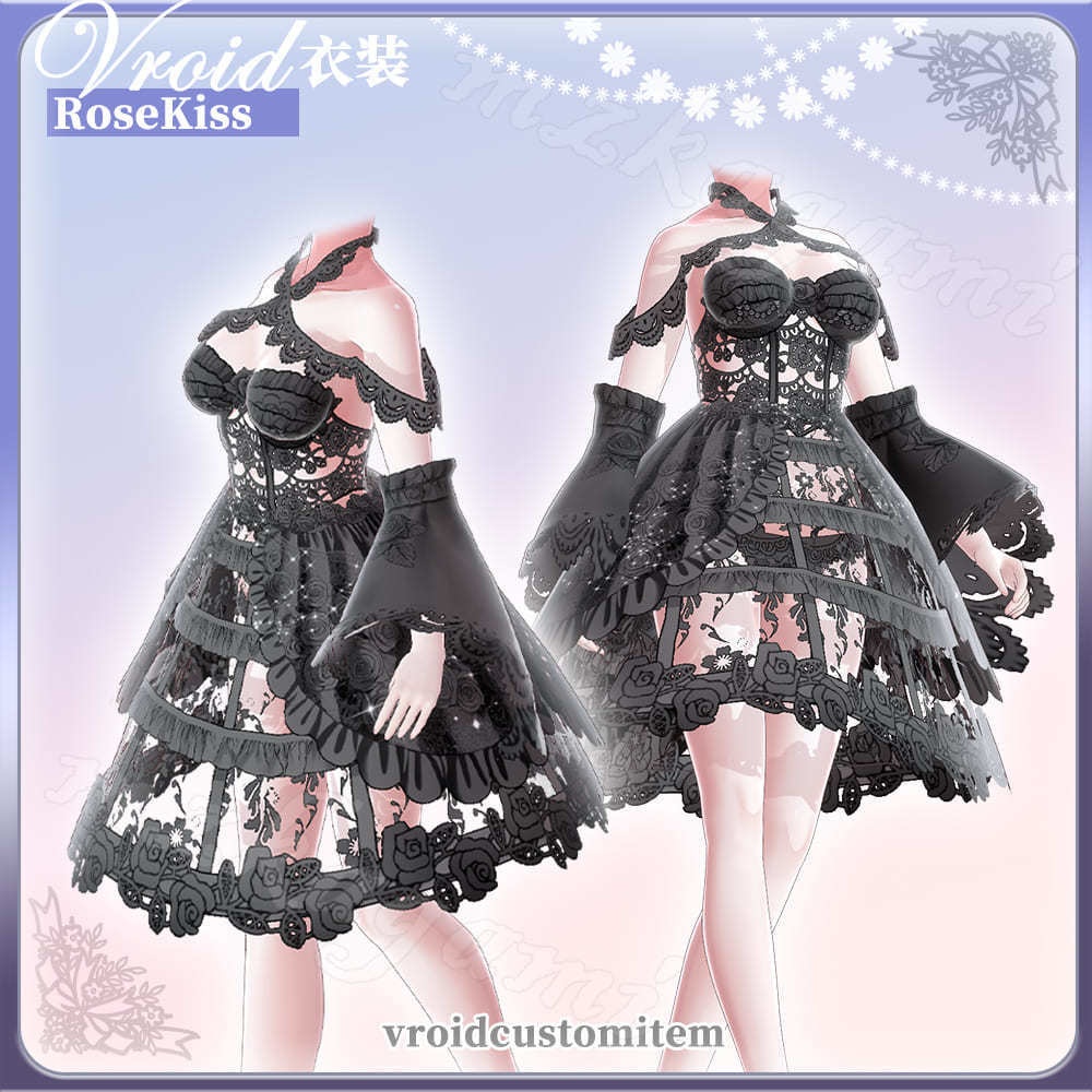 【VRoid】薔薇のくちづけ / Rose Kiss / Lolita Wedding Dress (2 colors)(XWear付)
