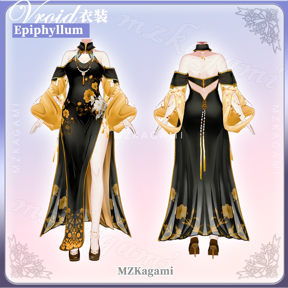 ★New【VRoid】月下美人 チャイナドレス / Epiphyllum Cheongsam (6 colors)