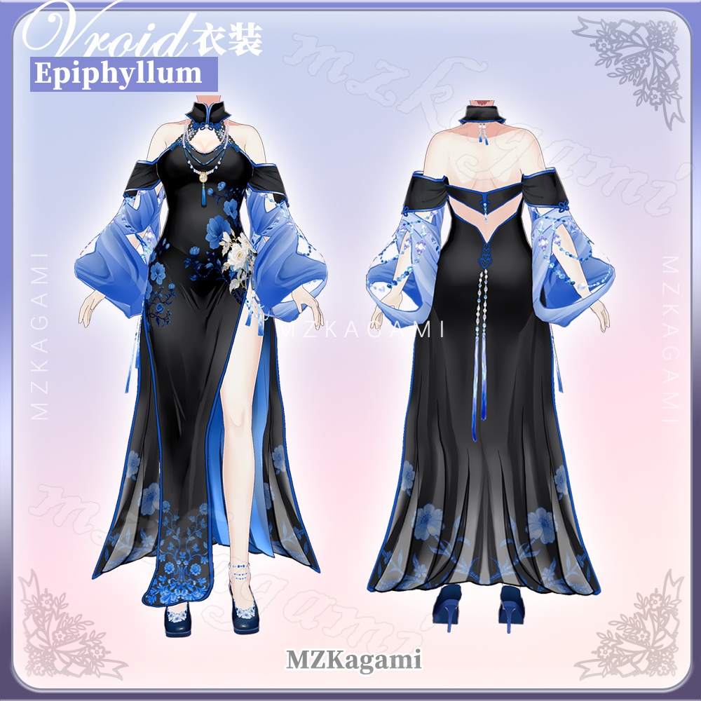 ★New【VRoid】月下美人 チャイナドレス / Epiphyllum Cheongsam (6 colors)