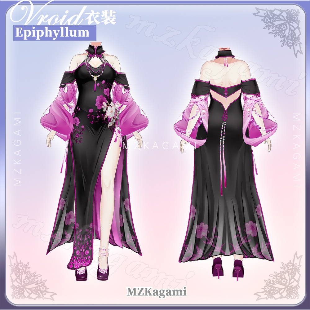 ★New【VRoid】月下美人 チャイナドレス / Epiphyllum Cheongsam (6 colors)