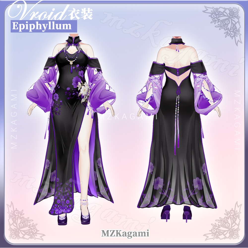 ★New【VRoid】月下美人 チャイナドレス / Epiphyllum Cheongsam (6 colors)