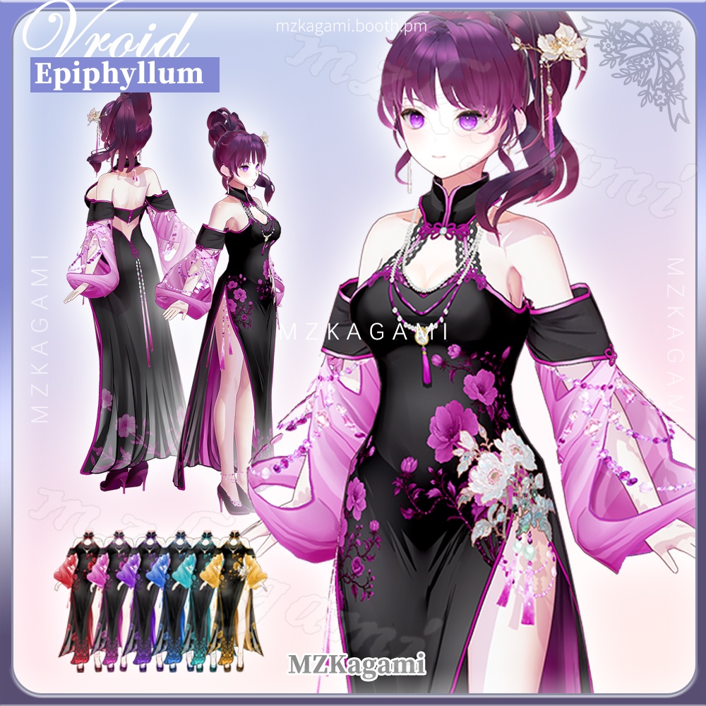 ★New【VRoid】月下美人 チャイナドレス / Epiphyllum Cheongsam (6 colors)