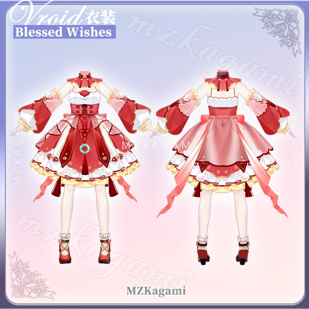 ★New【VRoid】しあわせ日和 · ロリータドレス/ Blessed Wishes · Lolita Dress / Chinese style / New year dress (2 colors)(XWear付)