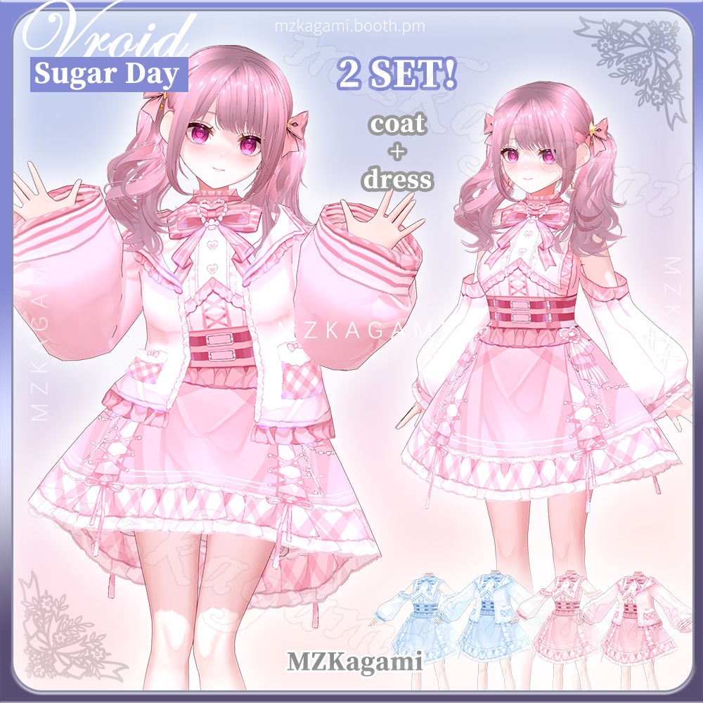 ★New【VRoid】甘い日 · ドレス / Sugar Day · Dress / Valentine's Day outfits (2 colors)(XWear付)
