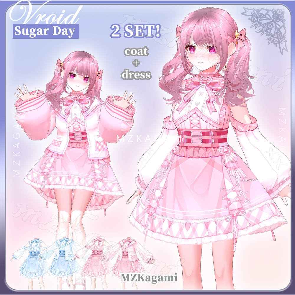 ★New【VRoid】甘い日 · ドレス / Sugar Day · Dress / Valentine's Day outfits (2 colors)(XWear付)