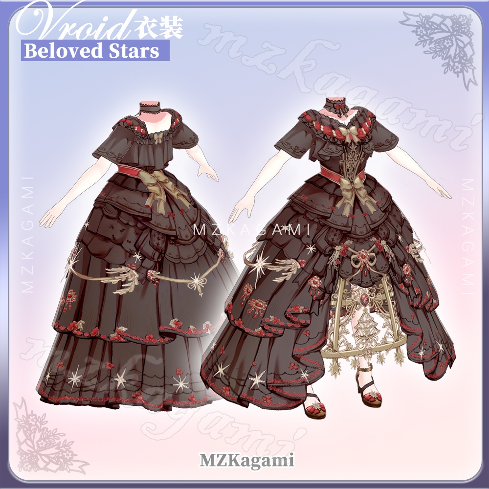 ★New【VRoid】愛しの星々 · 花嫁ロリータドレス / Beloved Stars · Bridal Lolita Dress (2 colors)(XWear付)