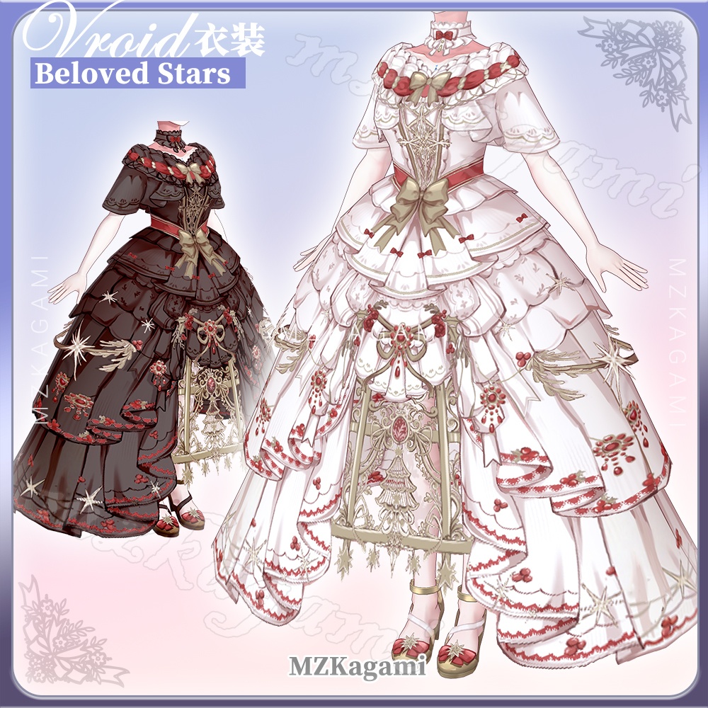 ★New【VRoid】愛しの星々 · 花嫁ロリータドレス / Beloved Stars · Bridal Lolita Dress (2 colors)(XWear付)