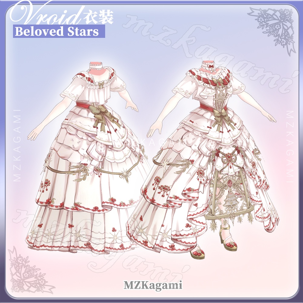 ★New【VRoid】愛しの星々 · 花嫁ロリータドレス / Beloved Stars · Bridal Lolita Dress (2 colors)(XWear付)