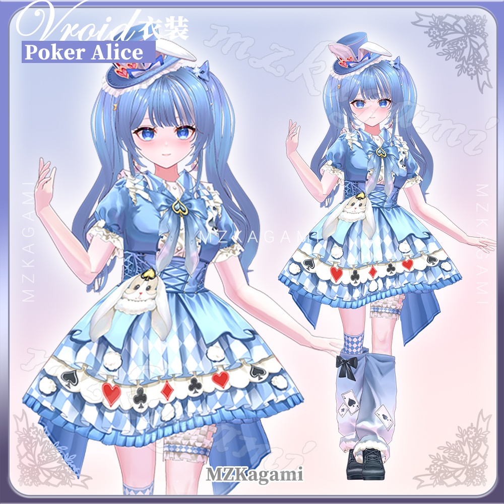 ★New【VRoid】ポーカー・アリス / Poker Alice / Lolita Dress (2 colors) (XWear付) (Vroid付)