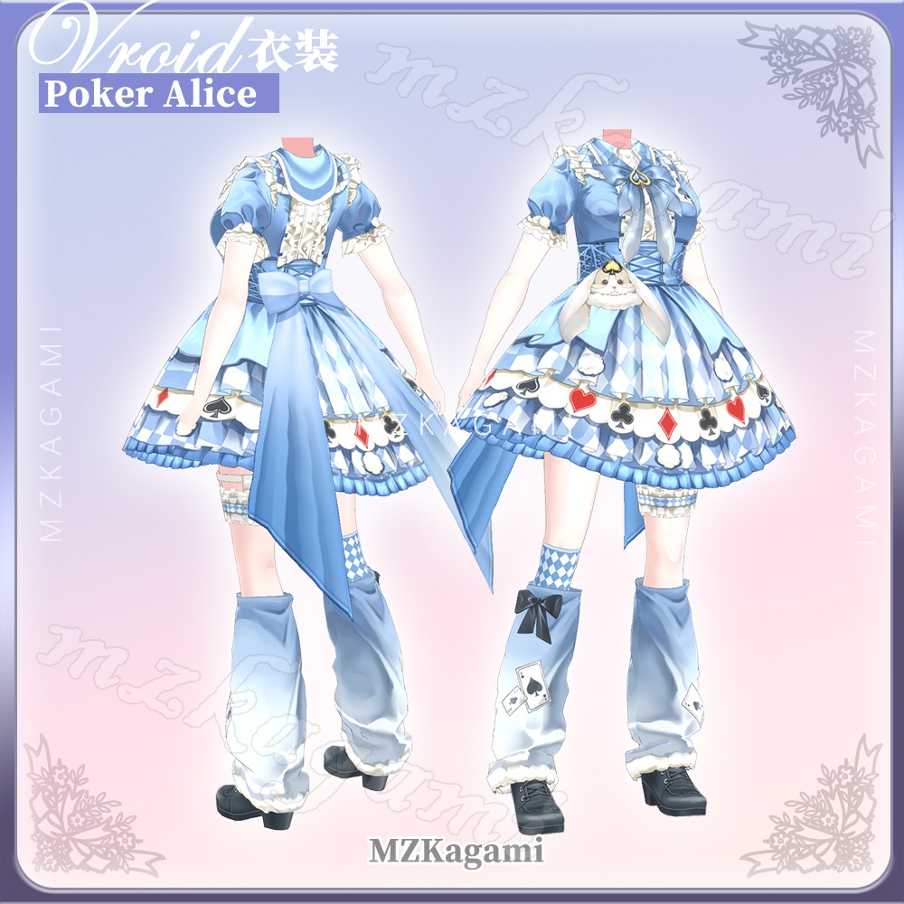 ★New【VRoid】ポーカー・アリス / Poker Alice / Lolita Dress (2 colors) (XWear付) (Vroid付)