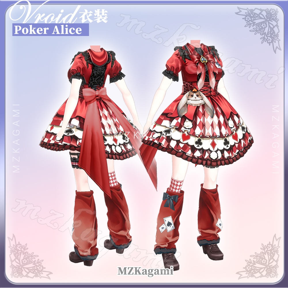 ★New【VRoid】ポーカー・アリス / Poker Alice / Lolita Dress (2 colors) (XWear付) (Vroid付)