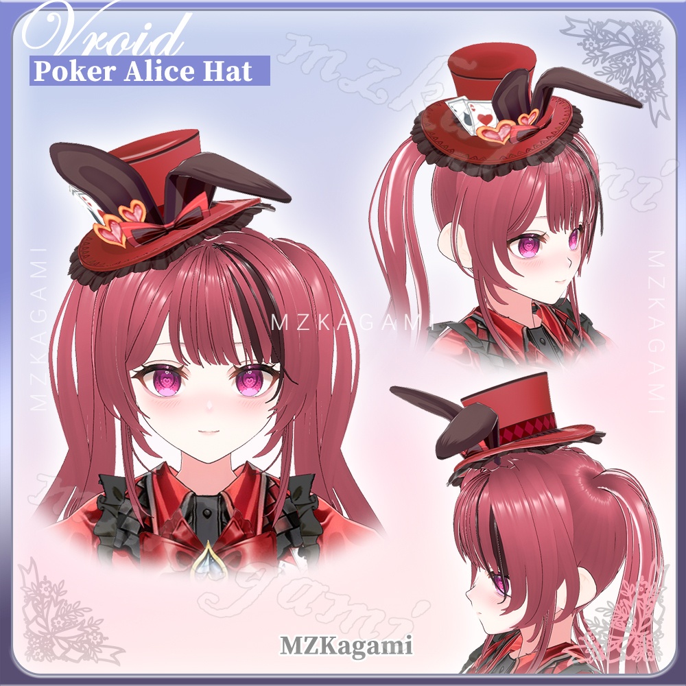 ★New【VRoid】アリスの不思議なミニトップハット / Poker Alice Hat / Mini Top Hat (2 Colors)(XWear付) 【Hair Accessory】