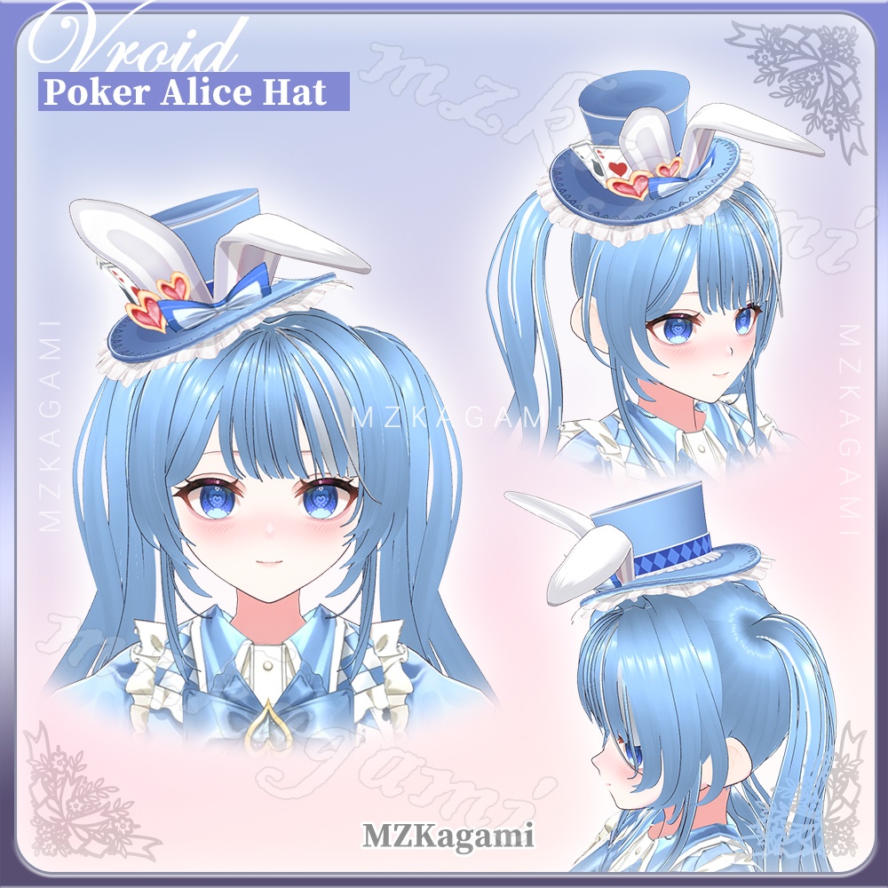 ★New【VRoid】アリスの不思議なミニトップハット / Poker Alice Hat / Mini Top Hat (2 Colors)(XWear付) 【Hair Accessory】