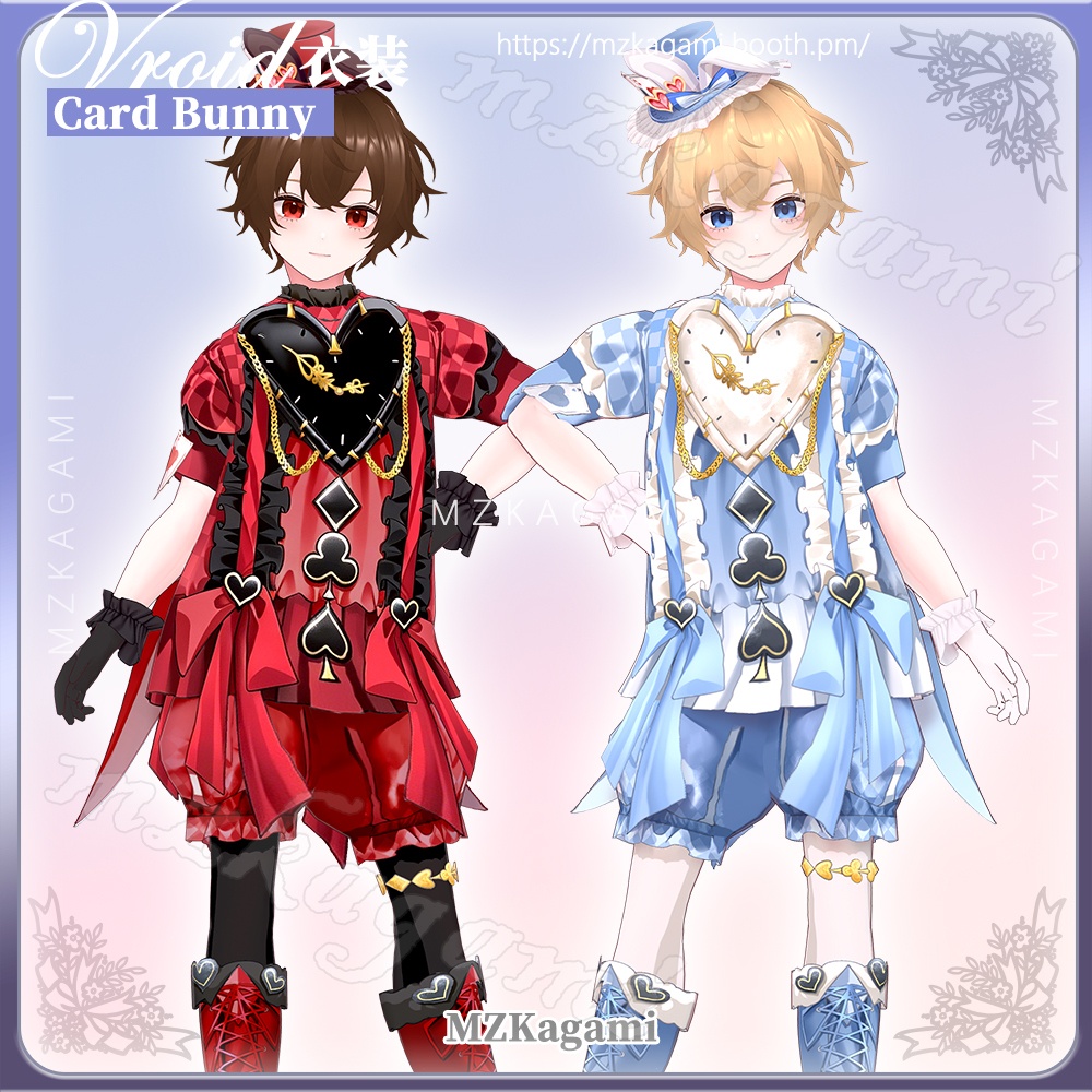 ★New【VRoid】Card Bunny · 不思議の国のカードボーイコーデ / Unisex (2 colors) (XWear付) (Vroid付)